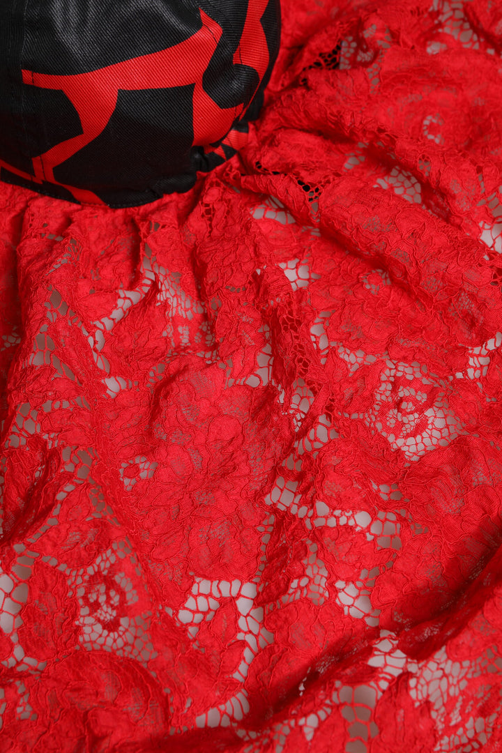 Red Black Lace Tulle Cotton Baseball Cap