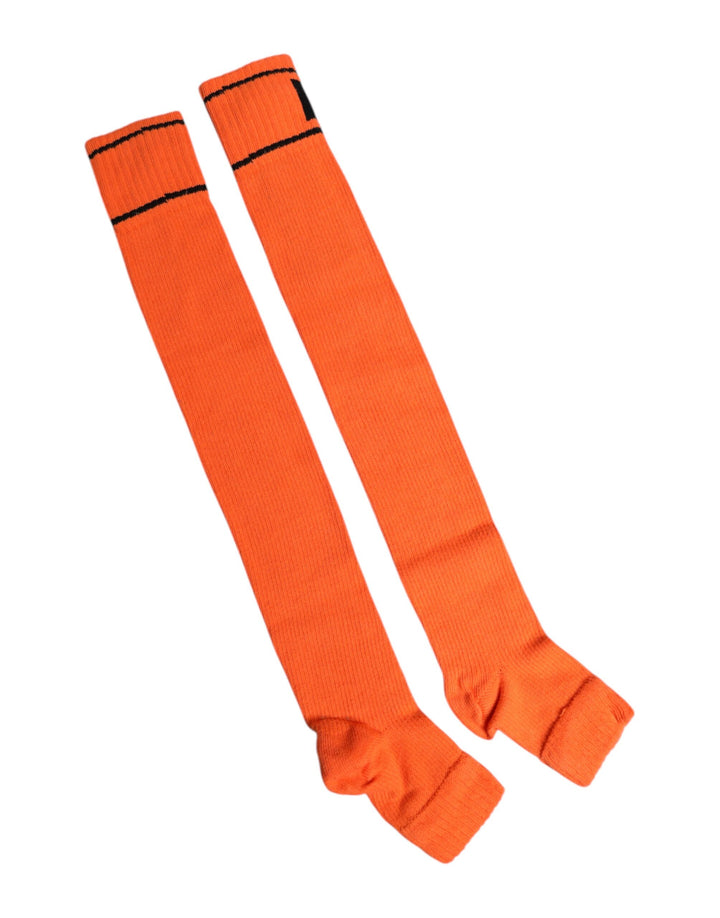 Orange Cotton DG Logo Print Open Toe Socks