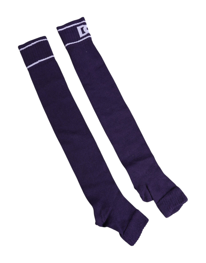 Purple Cotton DG Logo Print Open Toe Socks