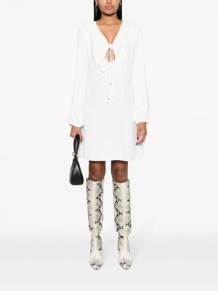 PAROSH Abito V-neck keyhole dress-2