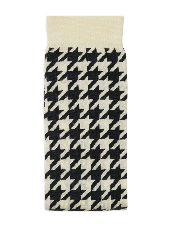 herringbone-print cotton-blend tights-1