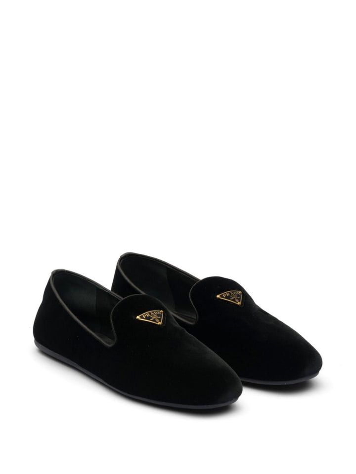 triangle-logo velvet loafers-1