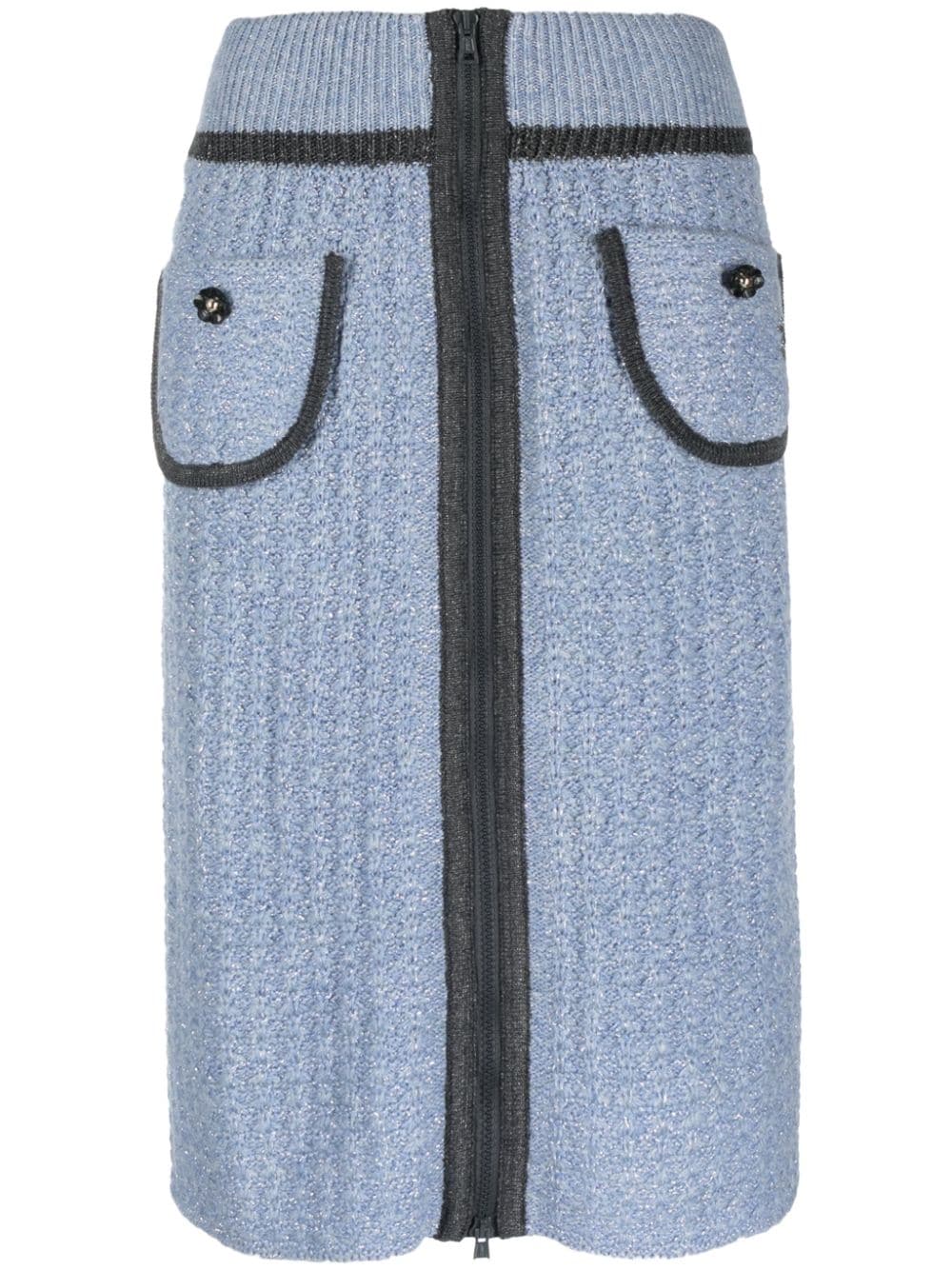 floral-embroidery knitted skirt-0