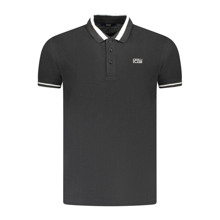 Black Cotton Men Polo Shirt