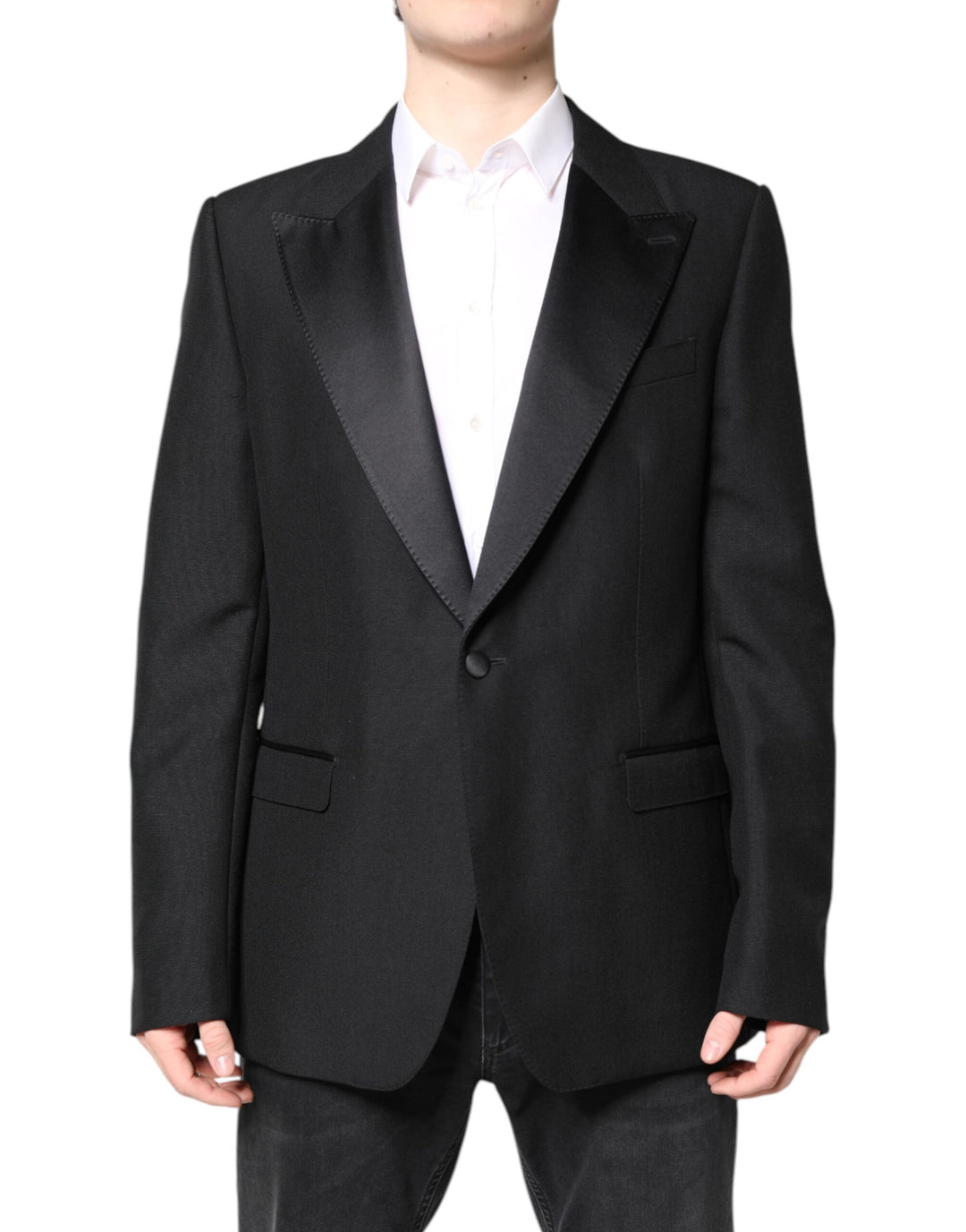 Black Wool Single Breasted Coat Blazer
