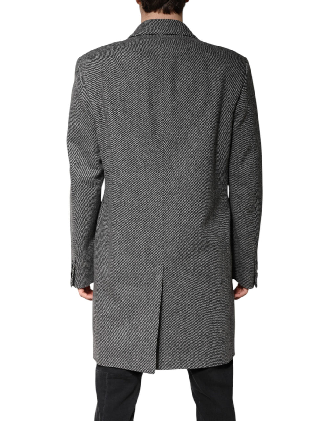 Gray Wool Single Breasted Trench Coat Jacket