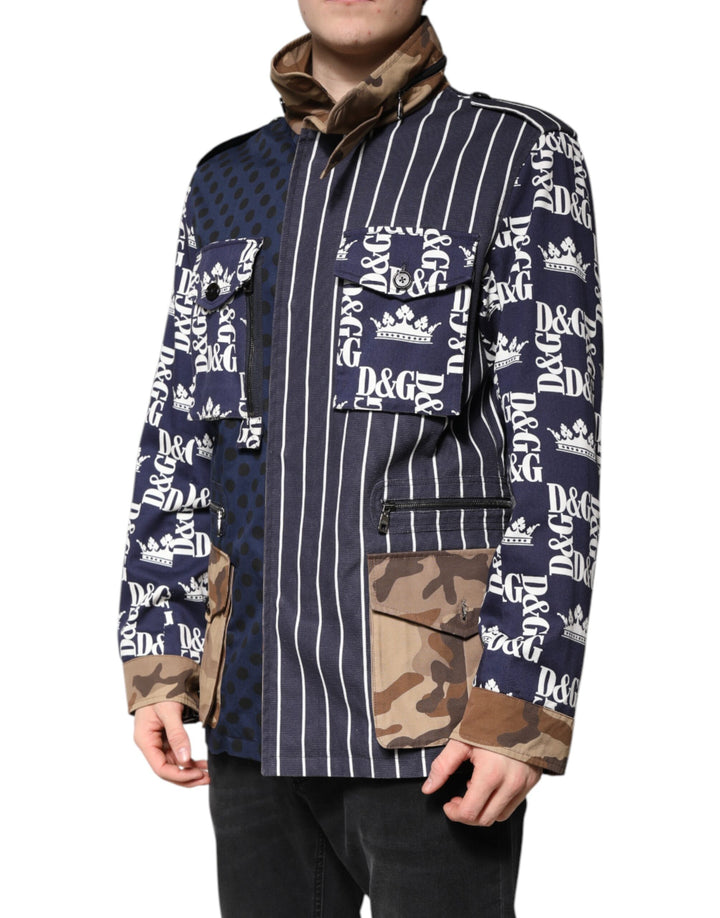 Multicolor Cotton Logo Patchwork Coat Jacket