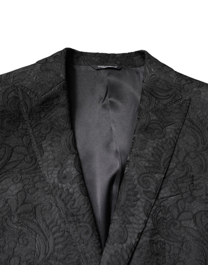 Black Floral Jacquard Coat Jacket Blazer