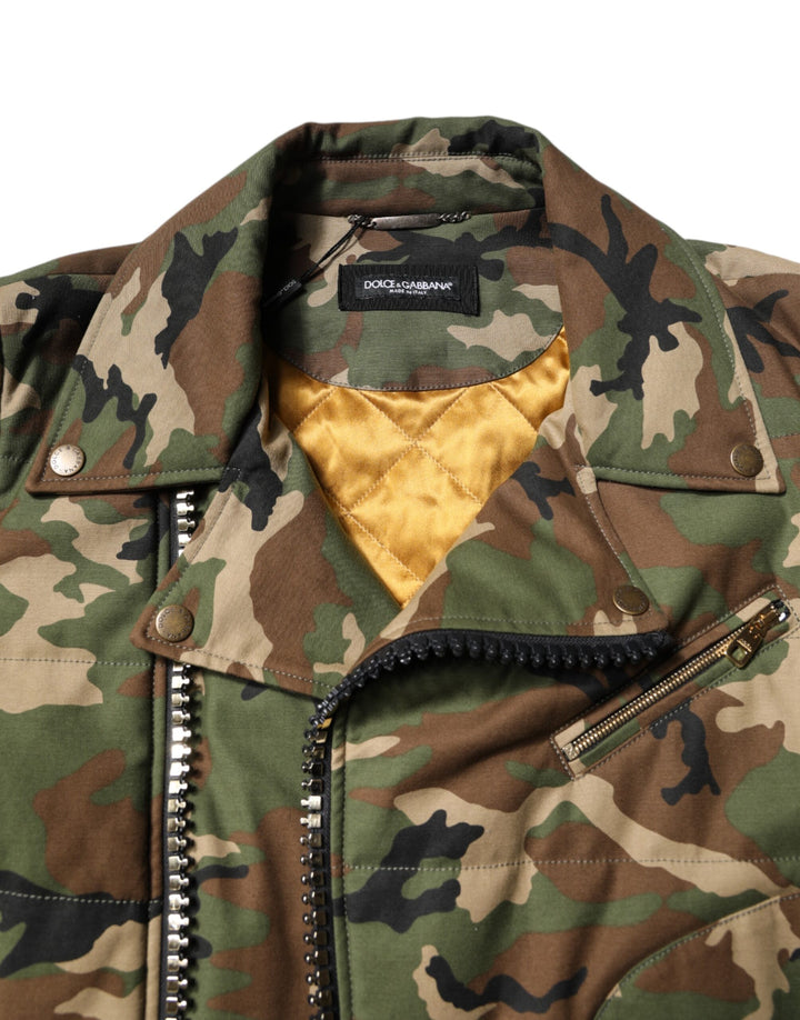 Multicolor Camouflage Nylon Biker Jacket