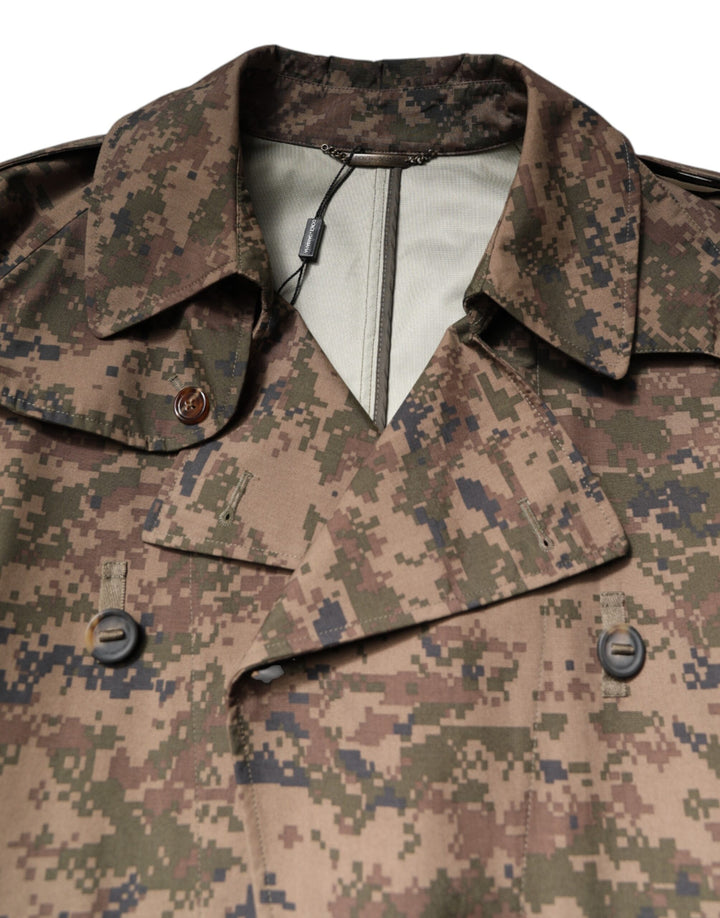 Multicolor Camouflage Double Breasted Coat Jacket