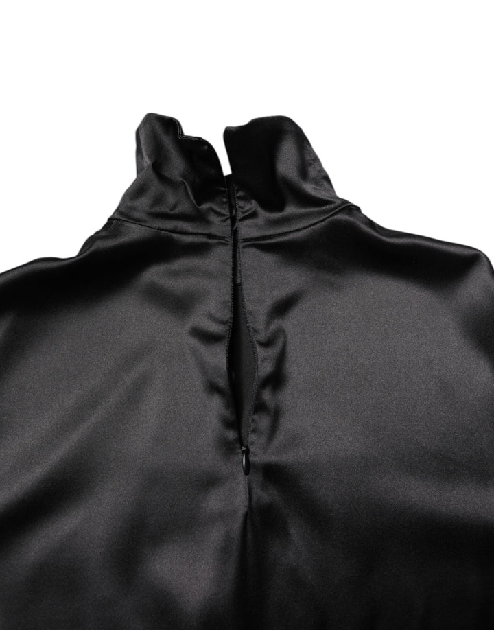 Black Silk Turtleneck Men Pullover Sweater