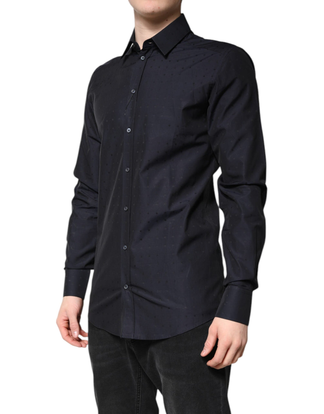 Black Cotton GOLD Men Dress Formal Shirt