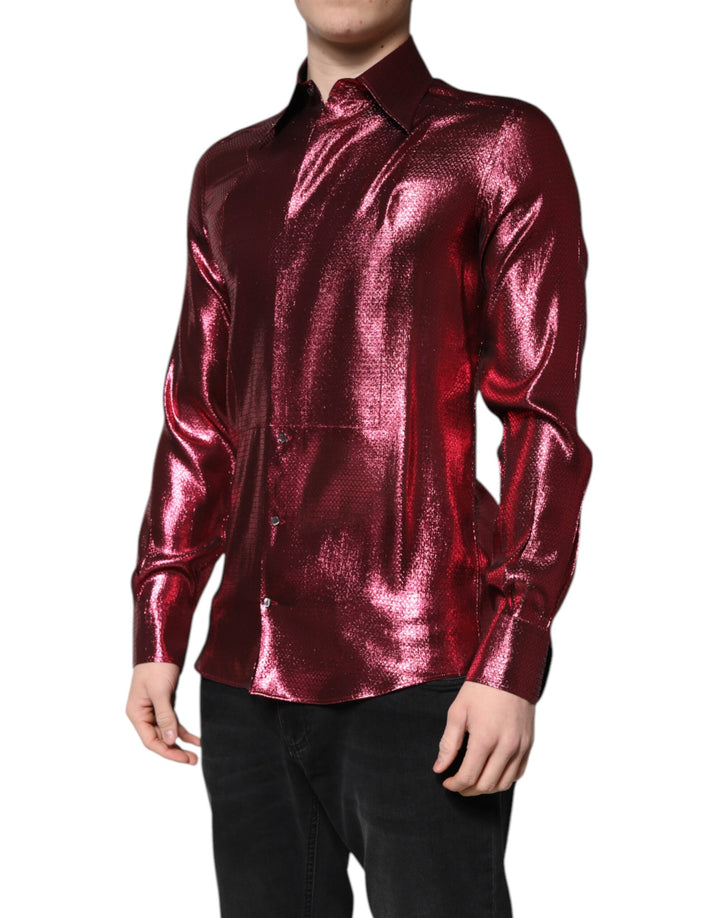 Metallic Red Cotton GOLD Dress Formal Shirt