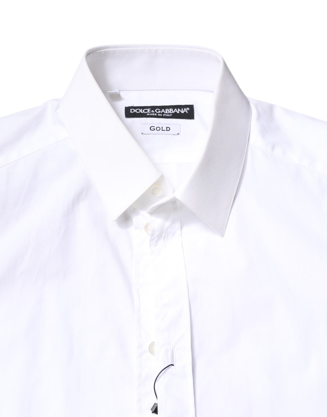 Dolce & Gabbana White Cotton GOLD Dress Formal Collared Shirt
