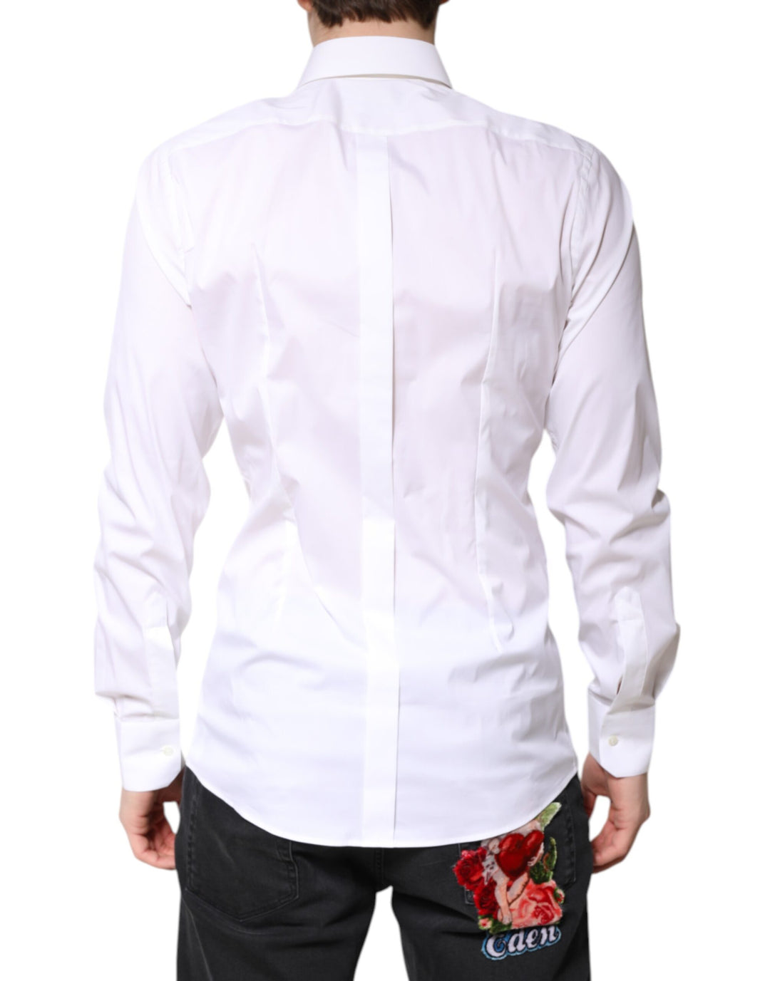 White Cotton GOLD Dress Formal Collared Shirt