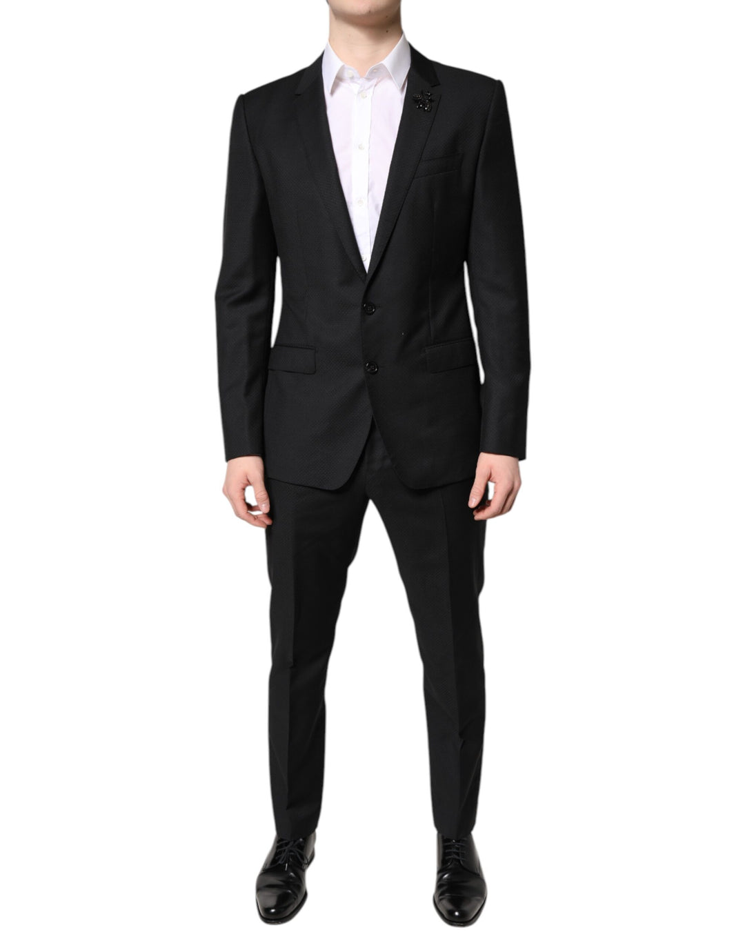 Black Wool Single Breasted 2 Piece Suit