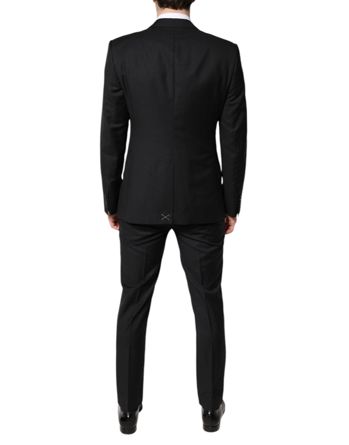 Black Wool Single Breasted 2 Piece Suit