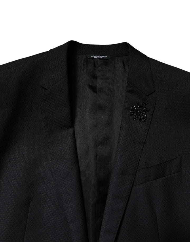 Black Wool Single Breasted 2 Piece Suit