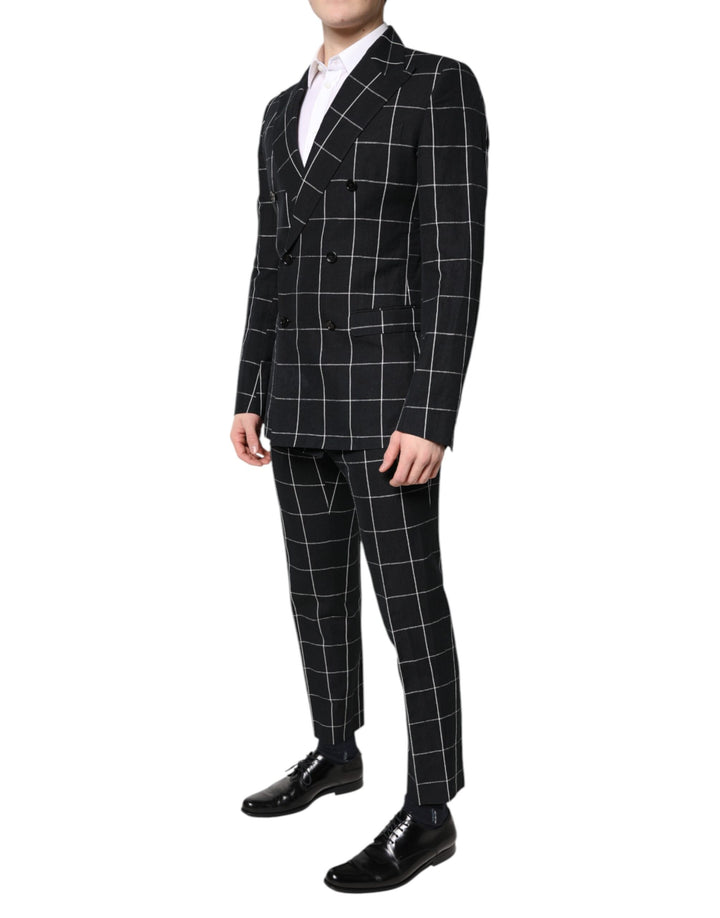 Black TAORMINA Double Breasted 2 Piece Suit