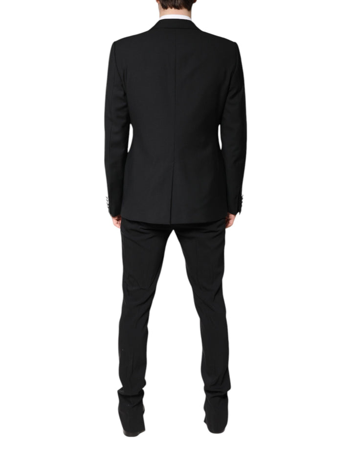 Black Wool Single Breasted 2 Piece Suit