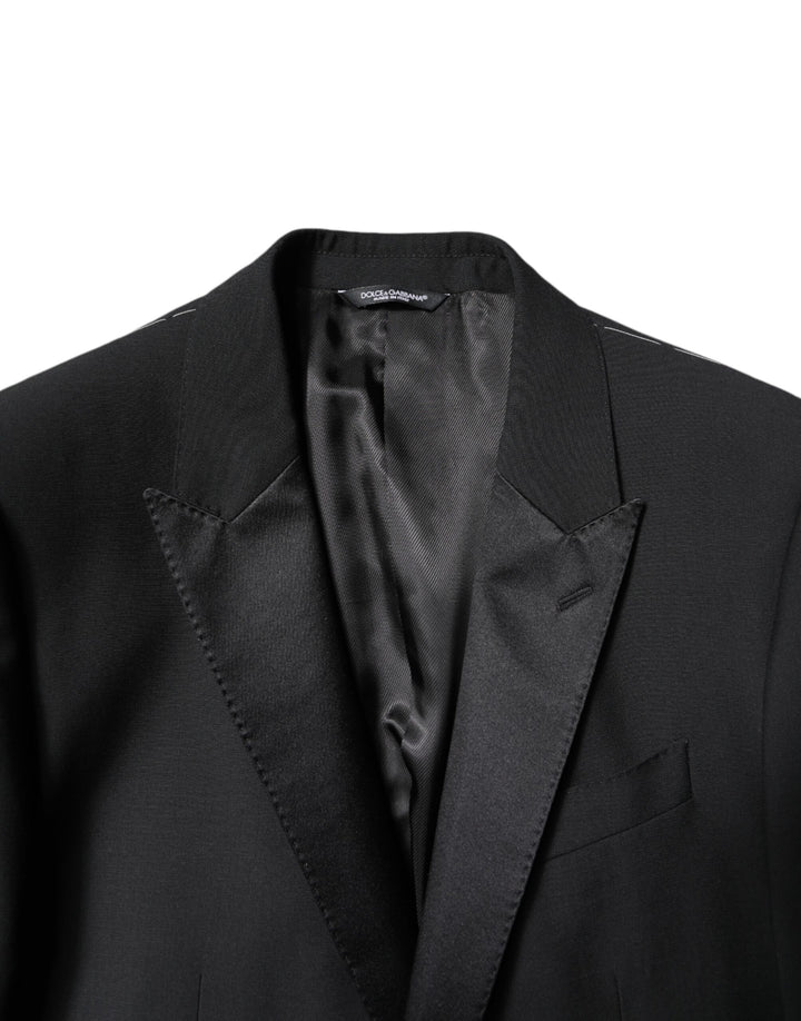 Black Wool Single Breasted 2 Piece Suit
