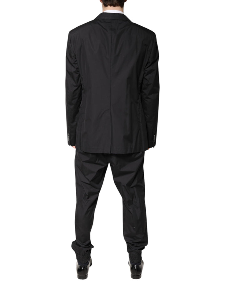 Black Cotton Single Breasted 2 Piece Suit