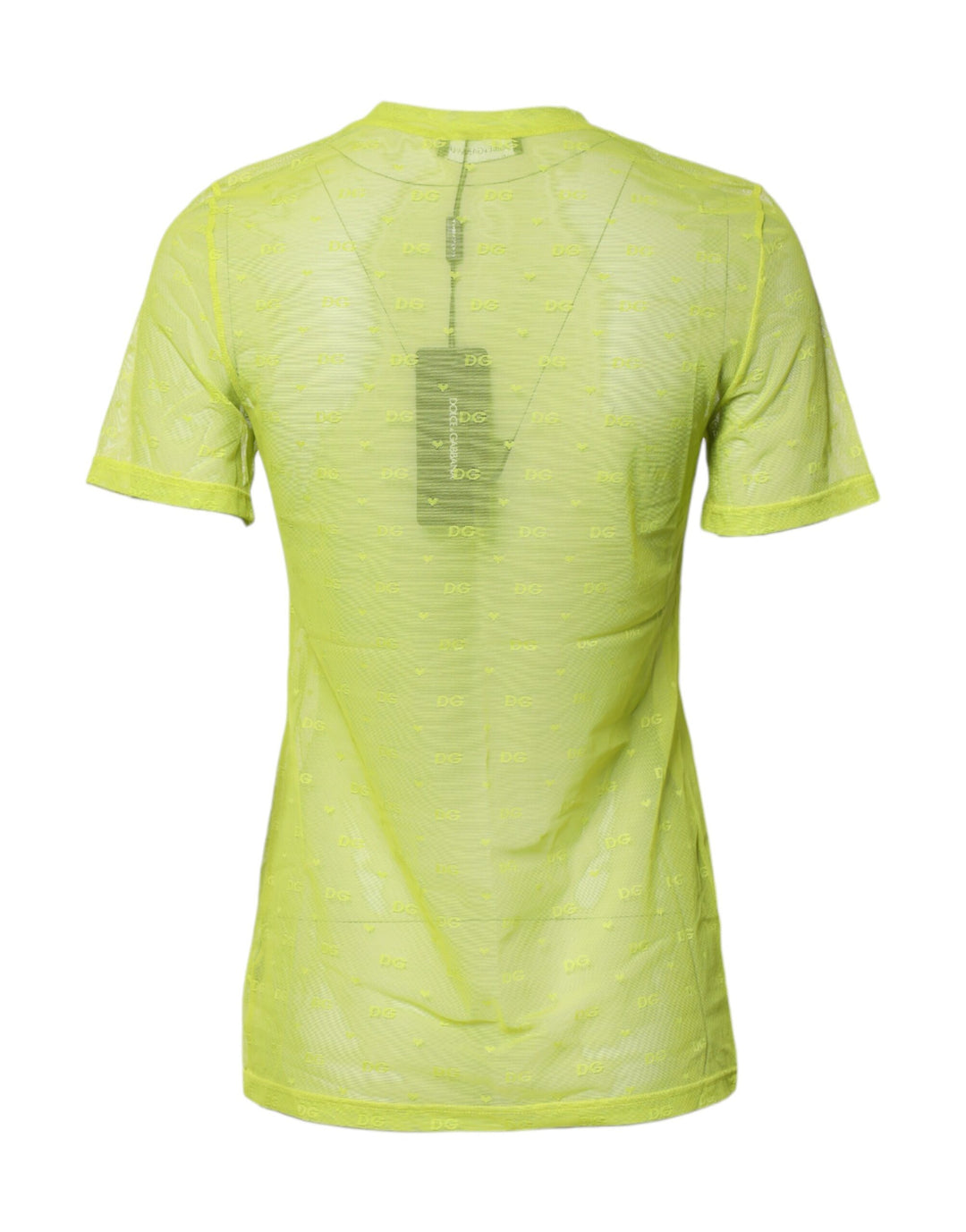 Green Nylon See Through Women Short Sleeves Top