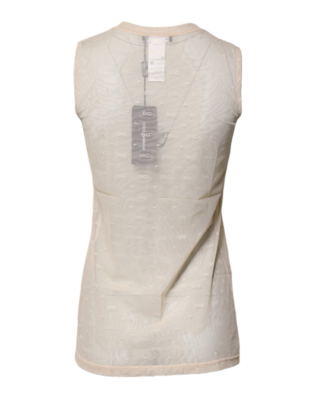 Ivory Nylon Logo See Through Sleeveless Tank Top
