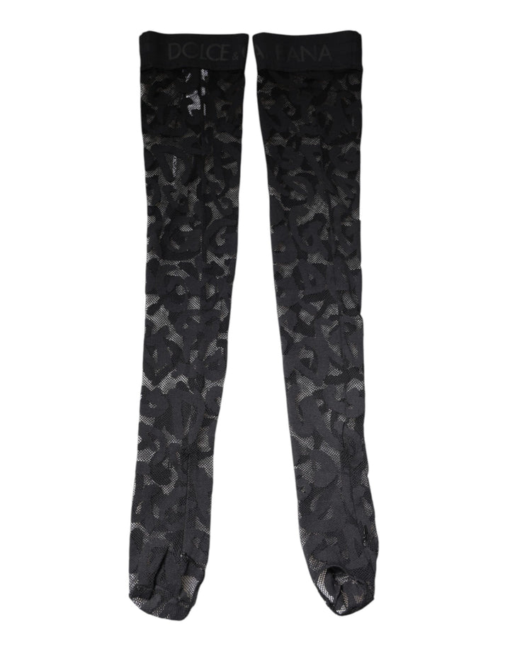 Black Floral Lace Cotton Stretch Stockings Socks