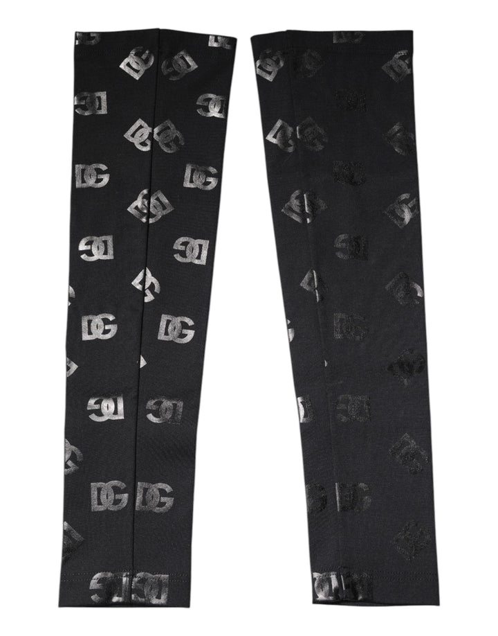 Black DG Logo Monogram Wool Stretch Arm Sleeves