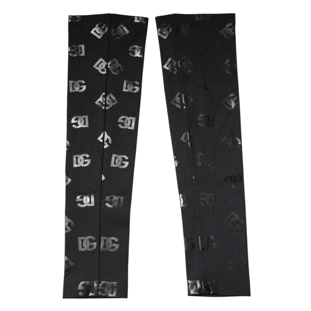 Black DG Logo Monogram Wool Stretch Arm Sleeves