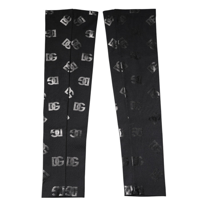 Black DG Logo Monogram Wool Stretch Arm Sleeves