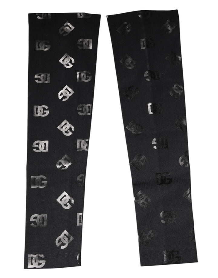 Black DG Logo Monogram Wool Stretch Arm Sleeves