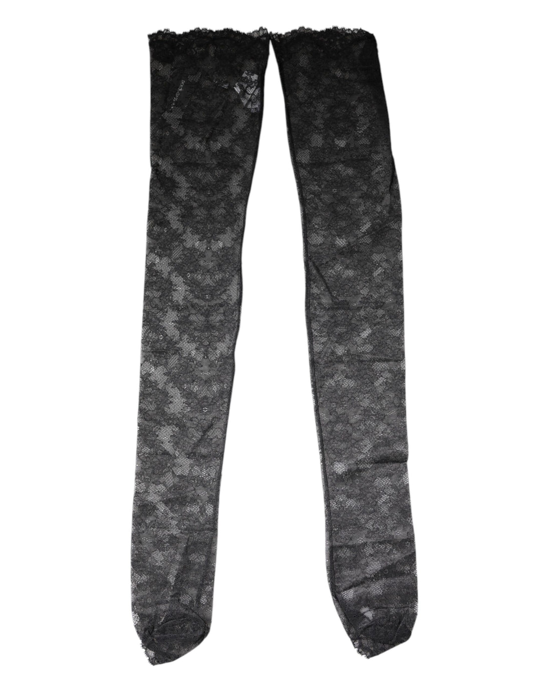 Black Floral Lace Cotton Stretch Stockings Socks