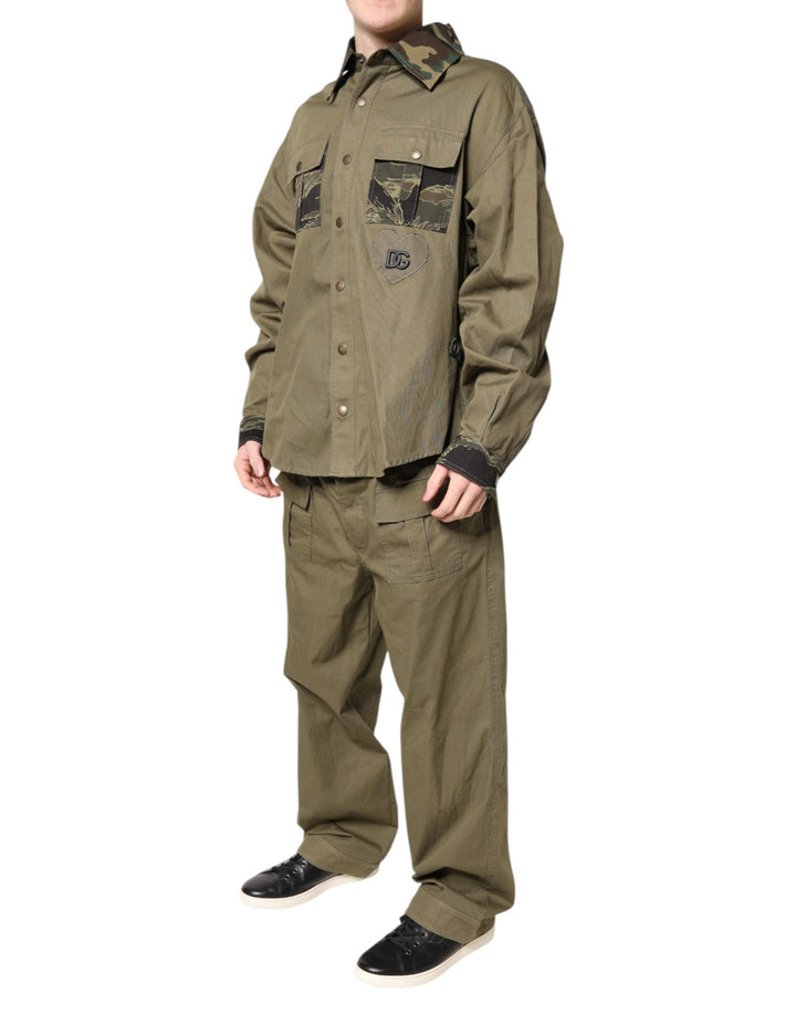 Brown Cotton Stretch Shirt Pants Casual Set