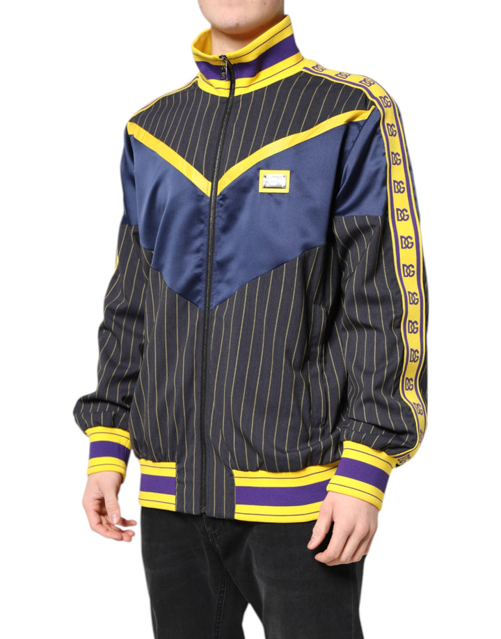 Black Striped Logo Full Zip Bomber Jacket