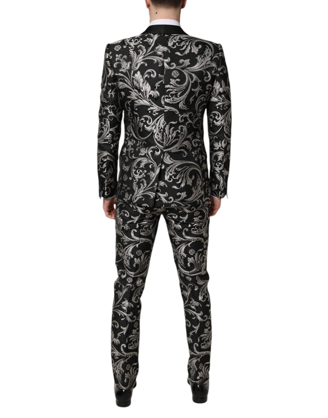 Black Gray MARTINI Jacquard Men 3 Piece Suit