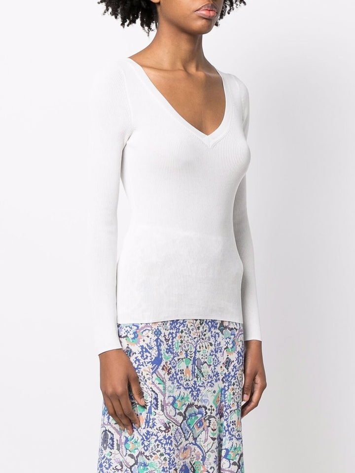 V-neck ribbed-knit top-12