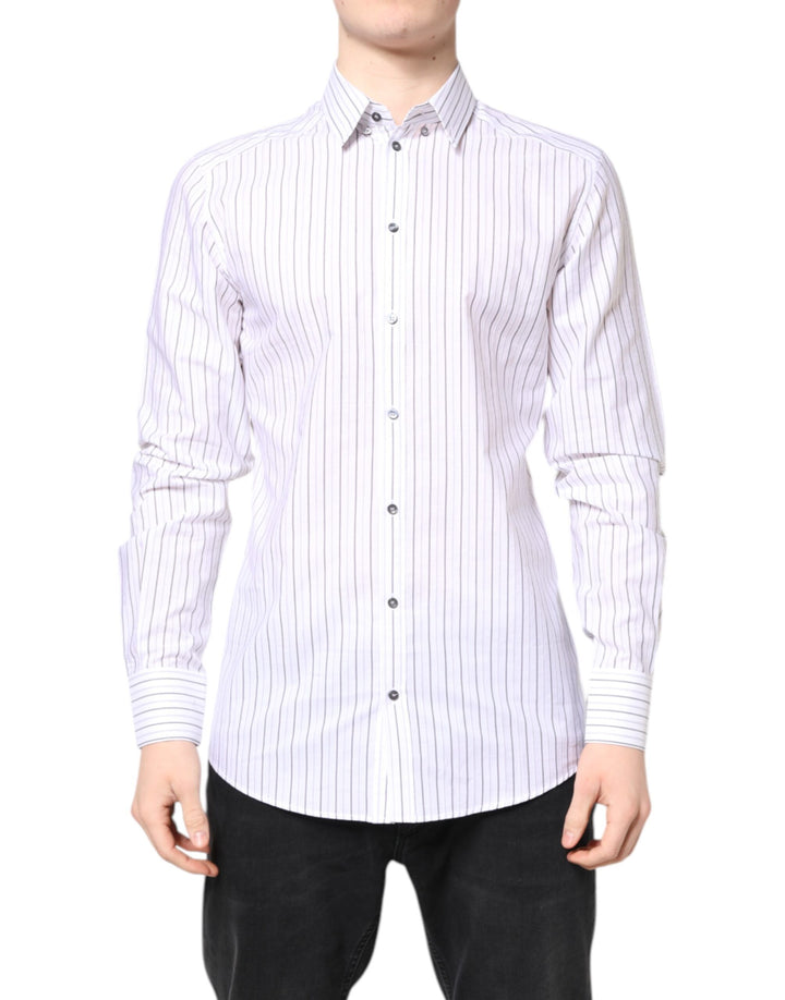White Stripes Cotton GOLD Formal Dress Shirt