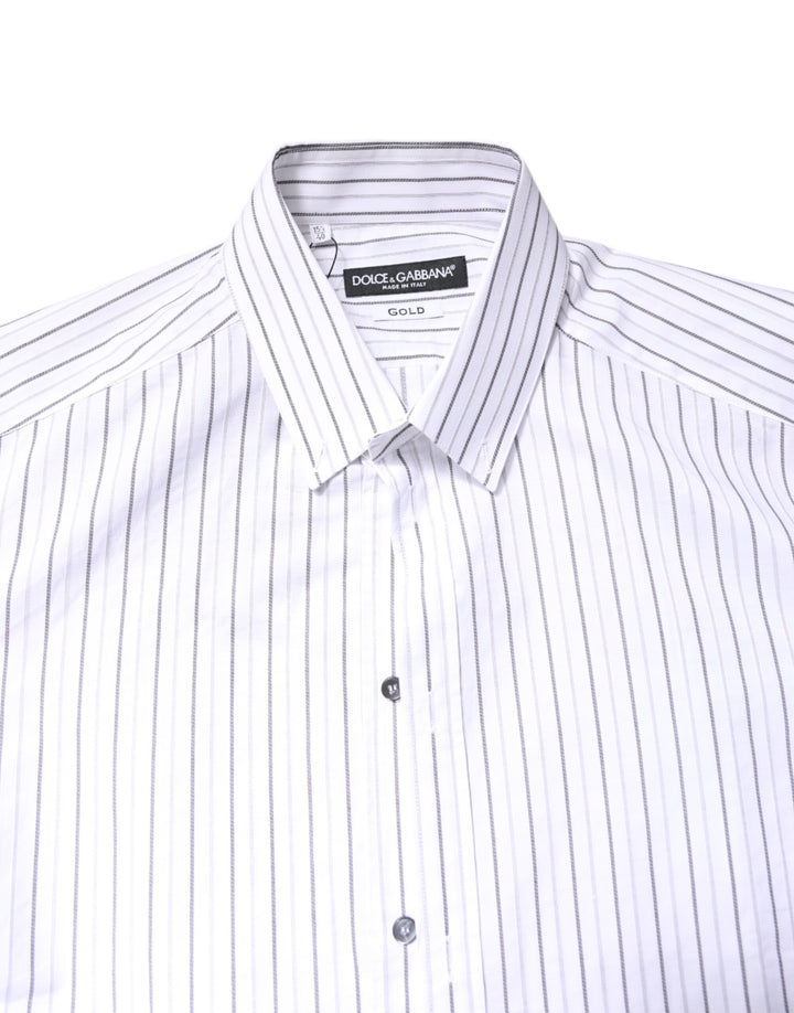 White Stripes Cotton GOLD Formal Dress Shirt