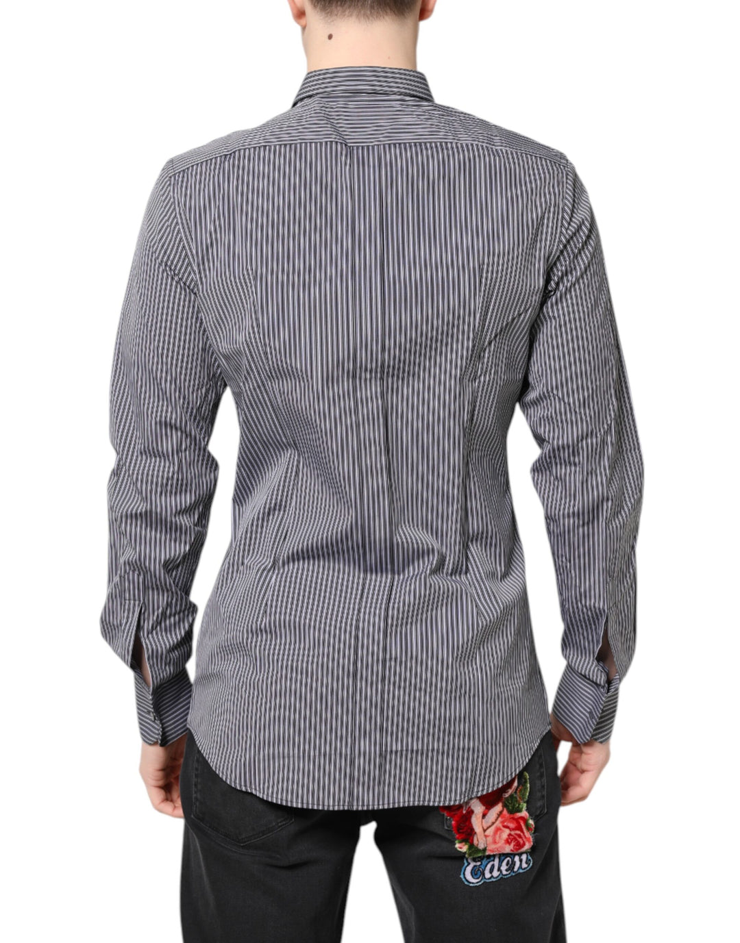 Dolce & Gabbana Black White Striped GOLD Formal Dress Shirt IT37 | XS Dolce & Gabbana Black White Striped GOLD Formal Dress Shirt IT37 | XS