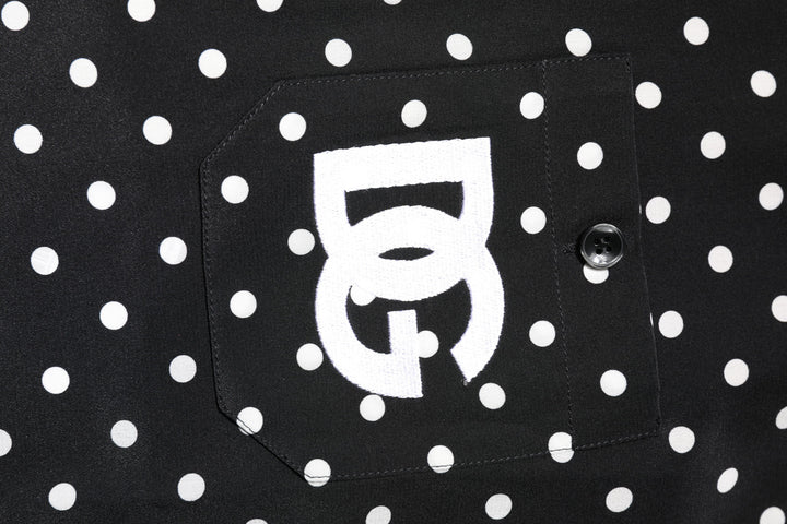 Black Polka Dot Short Sleeves Casual Shirt