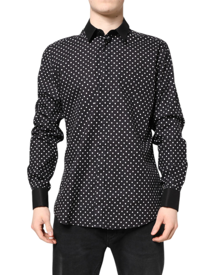 Black Polka Dot Cotton Formal Dress Shirt