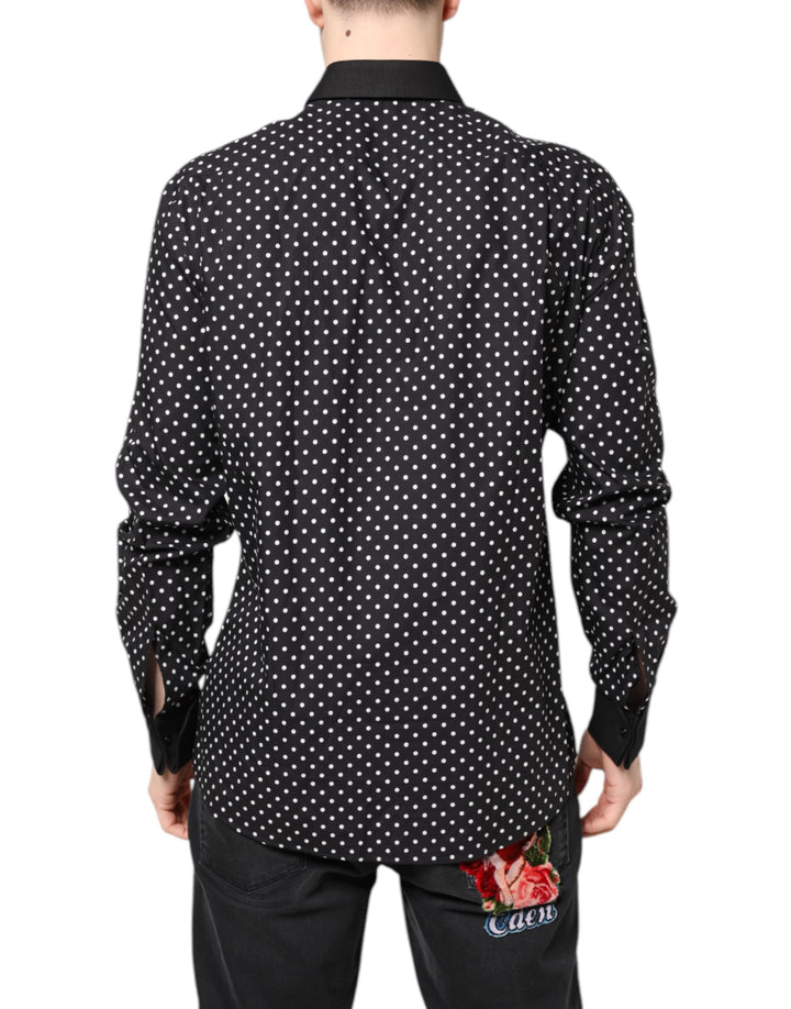 Black Polka Dot Cotton Formal Dress Shirt