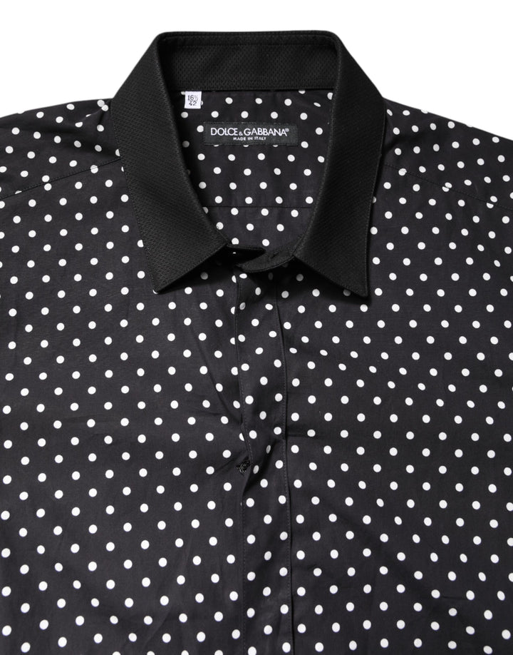 Black Polka Dot Cotton Formal Dress Shirt