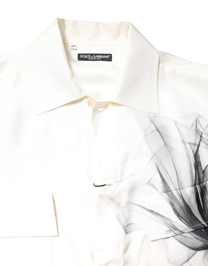 Ivory Silk Long Sleeves Men Casual Shirt