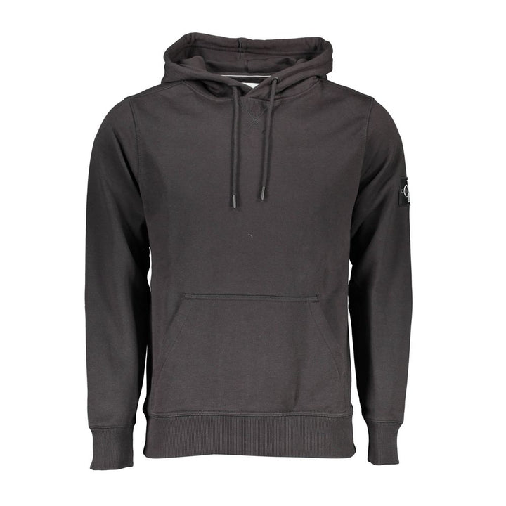 Black Cotton Men Sweater with Hood