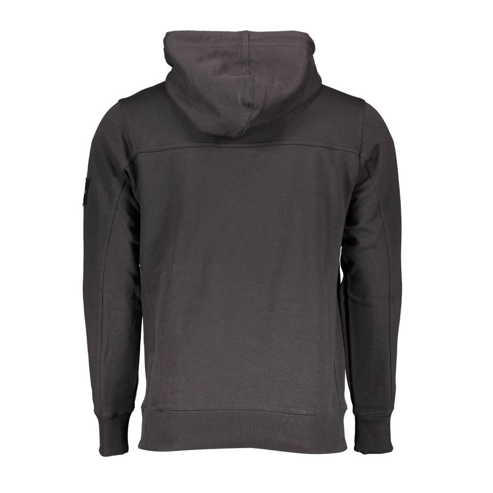 Black Cotton Men Sweater with Hood