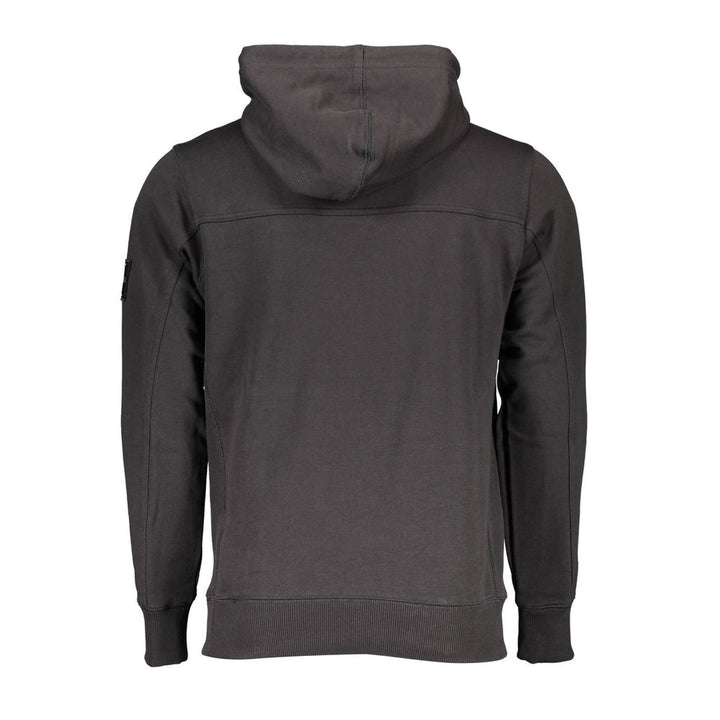 Black Cotton Men Sweater with Hood