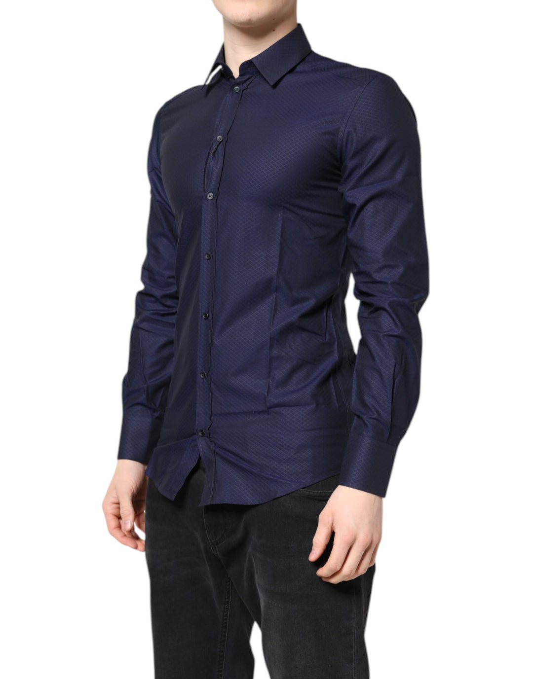 Blue GOLD Cotton Long Sleeves Men Dress Shirt
